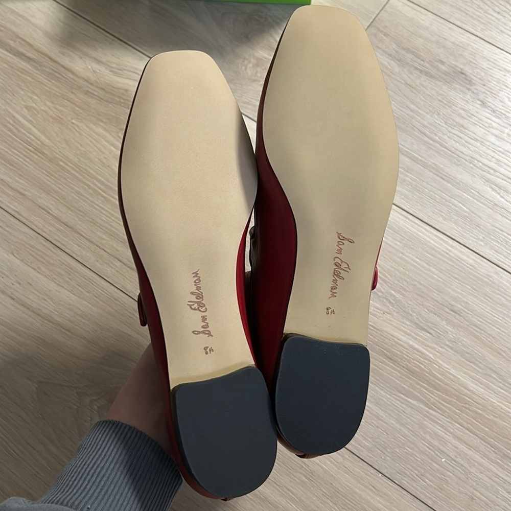 Sam Edelman Michaela Mary Jane Leather Flat in Red Size 8 1/2 - Picture 13 of 16